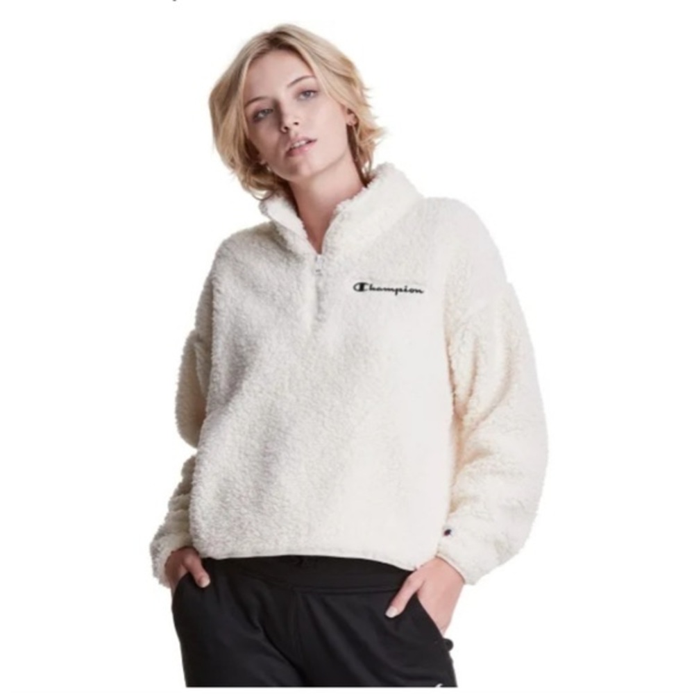 Champion Faux Shearling Quarter Zip Pullover